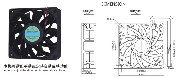  Taiwan's San Ju SJ 1238 le6-AEC axial fan